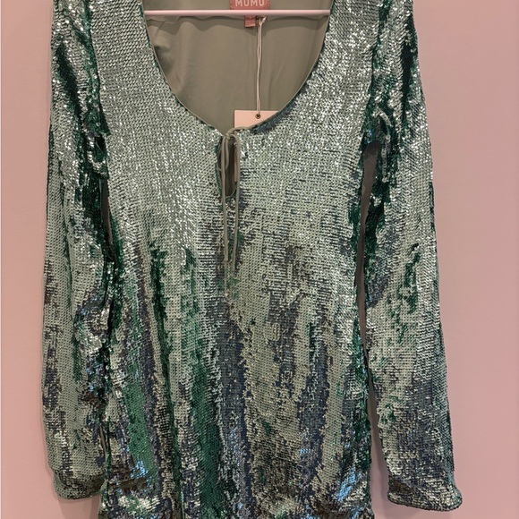 Show Me Your MuMu Dresses & Skirts - Show Me Your MuMu Matilda Mini Dress - Aqua Liquid Sequins